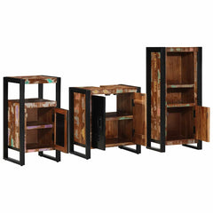 Bathroom Furniture Set 3 pcs Brown and Black Solid reclaimed wood