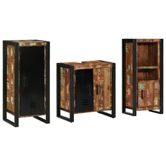Bathroom Furniture Set 3 pcs Brown and Black Solid reclaimed wood