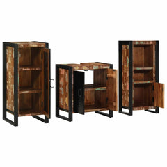 Bathroom Furniture Set 3 pcs Brown and Black Solid reclaimed wood