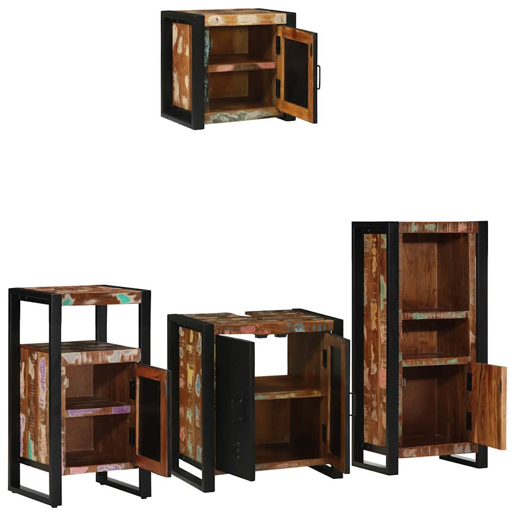 vidaXL Bathroom Furniture Set 4 pcs Multicolour and Black 3
