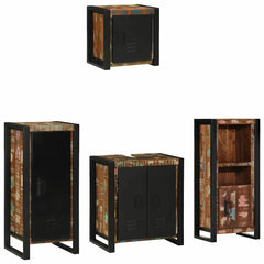 vidaXL Bathroom Furniture Set 4 pcs Multicolour and Black 1