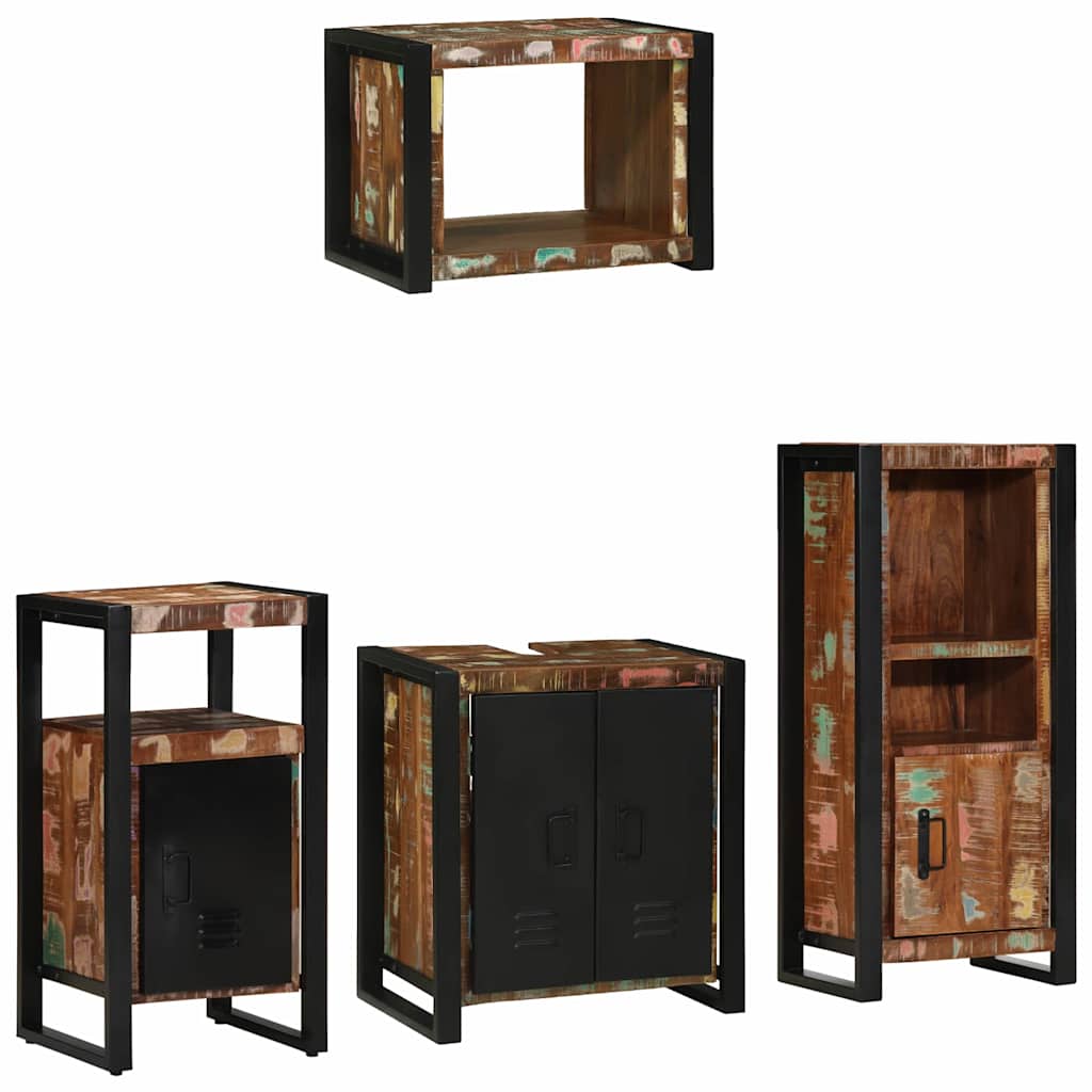 vidaXL Bathroom Furniture Set 4 pcs Multicolour and Black 2
