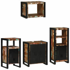 vidaXL Bathroom Furniture Set 4 pcs Multicolour and Black 1