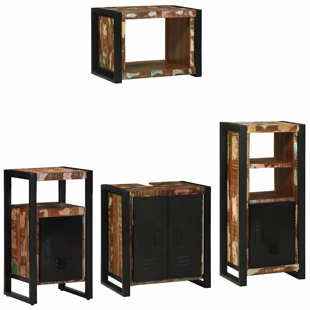 vidaXL Bathroom Furniture Set 4 pcs Multicolour and Black 2