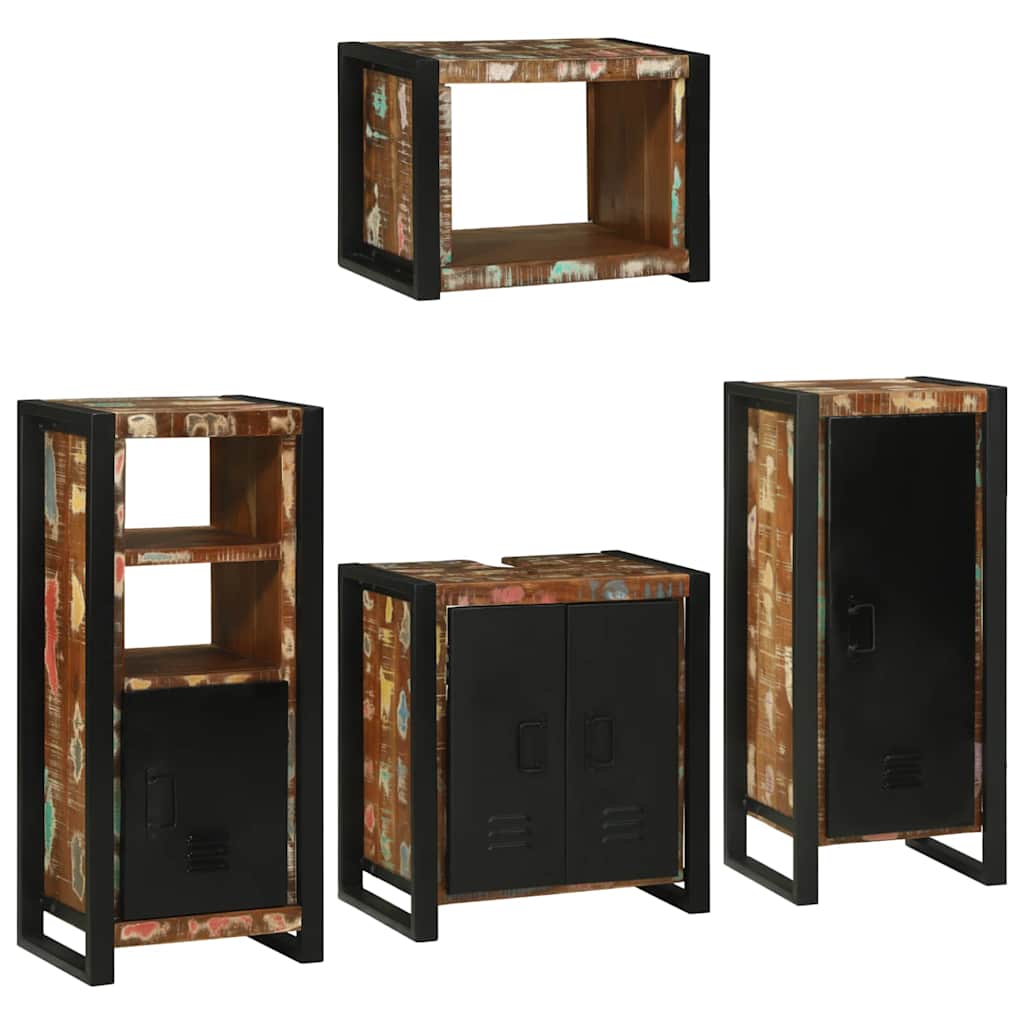 vidaXL Bathroom Furniture Set 4 pcs Multicolour Solid Reclaimed Wood 1