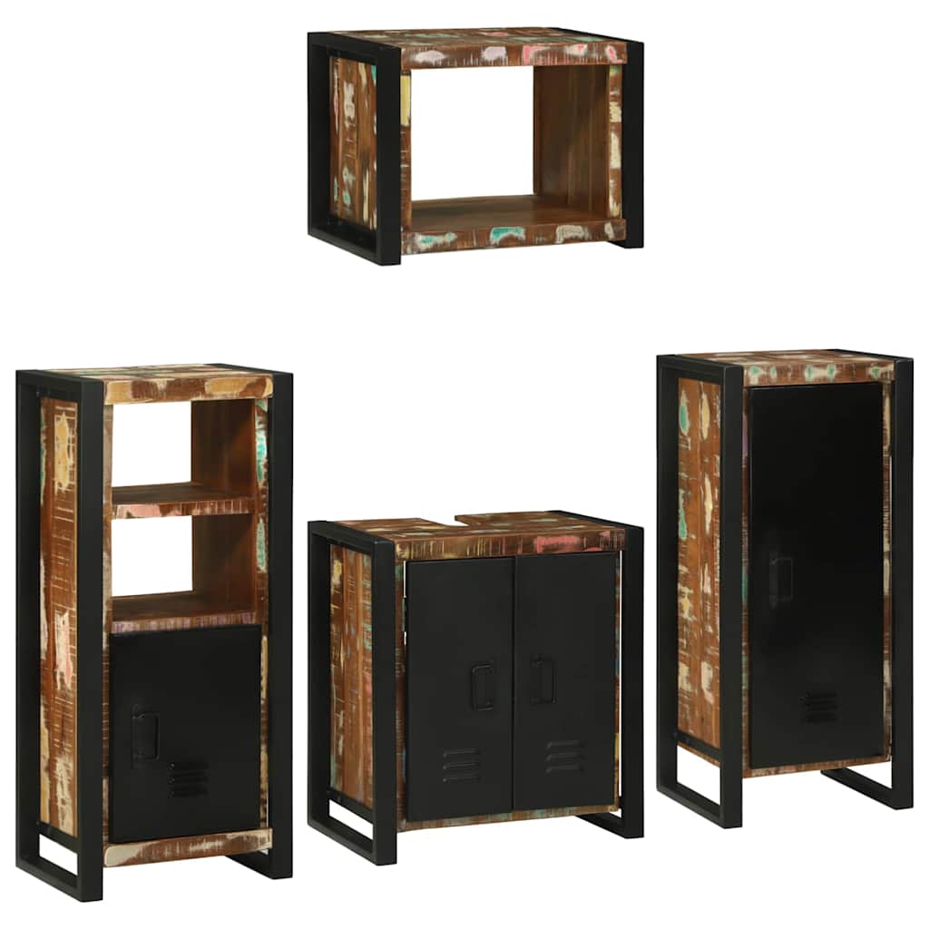 vidaXL Bathroom Furniture Set 4 pcs Multicolour Solid Reclaimed Wood 3