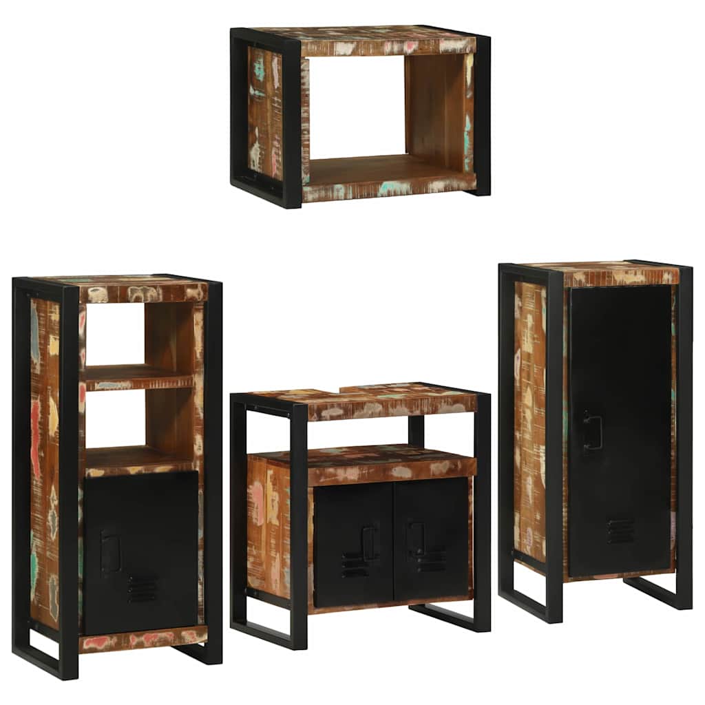 vidaXL Bathroom Furniture Set 4 pcs Multicolour Solid Reclaimed Wood 1