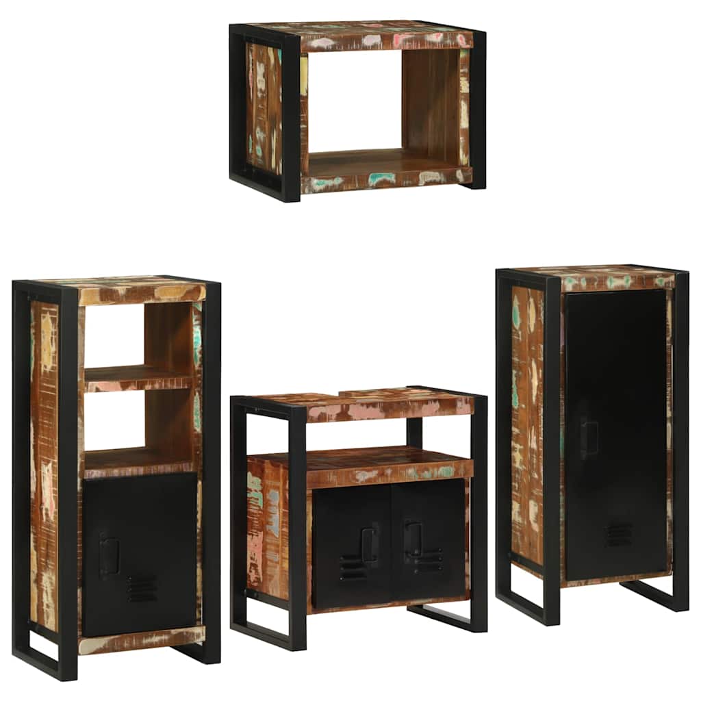 vidaXL Bathroom Furniture Set 4 pcs Multicolour Solid Reclaimed Wood 3
