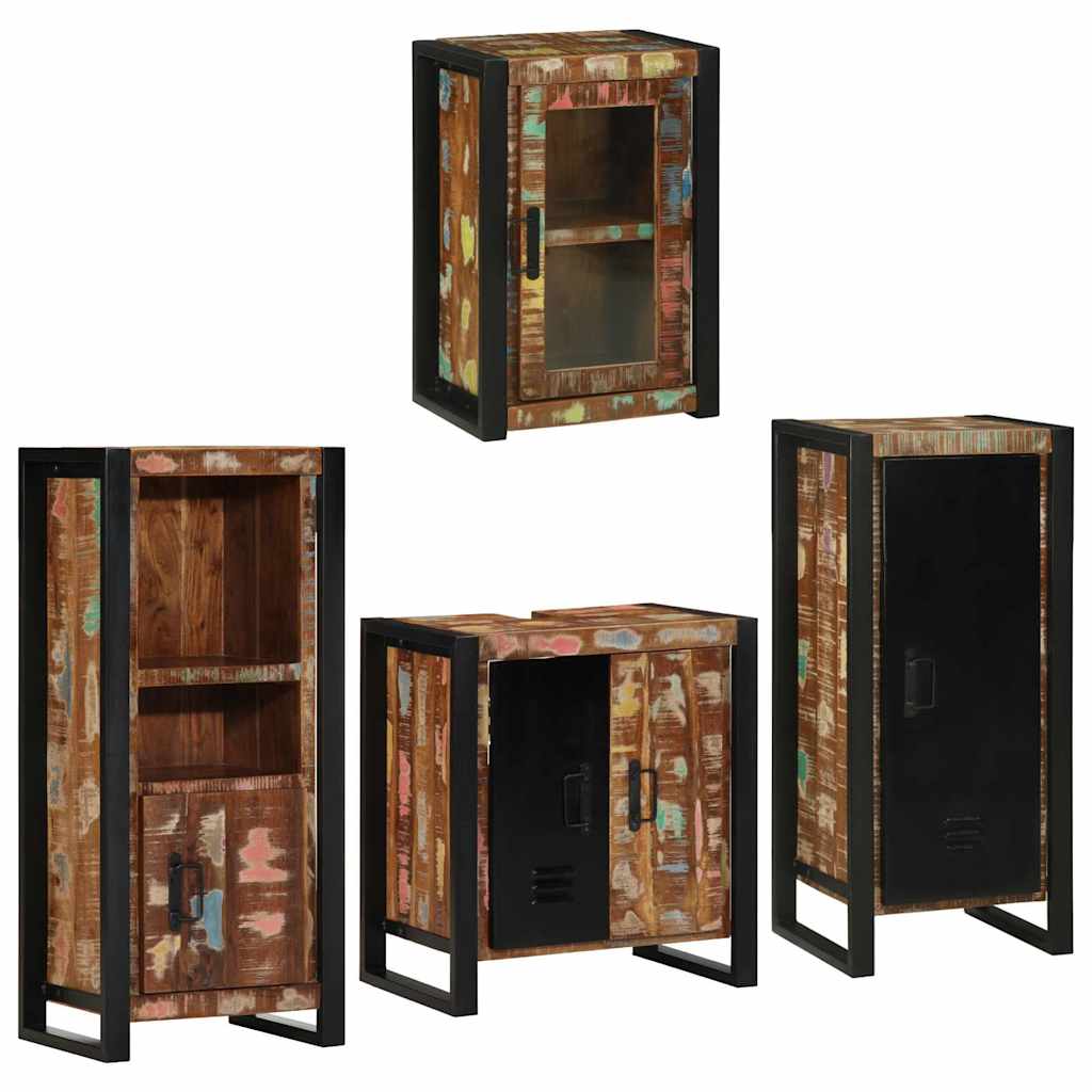 Bathroom Furniture Set 4 pcs Multicolour Solid reclaimed wood