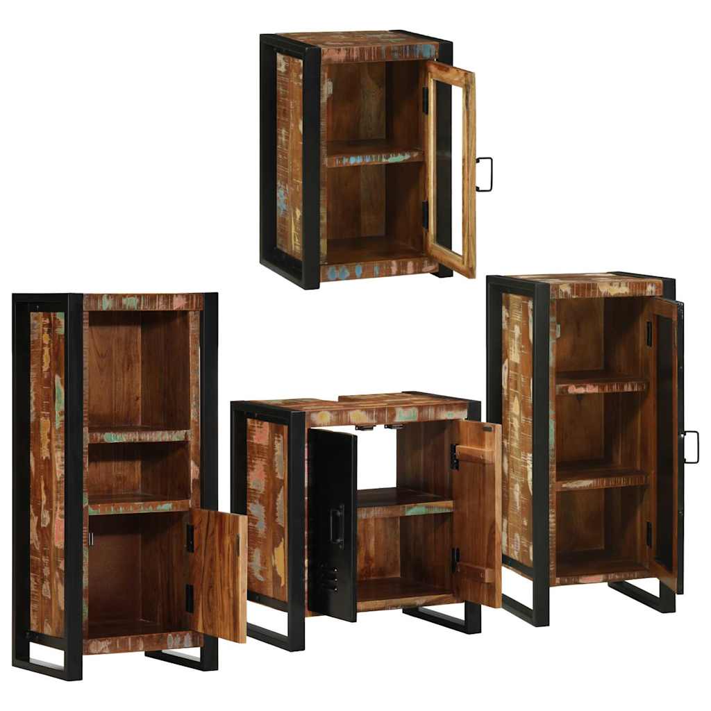 Bathroom Furniture Set 4 pcs Multicolour Solid reclaimed wood