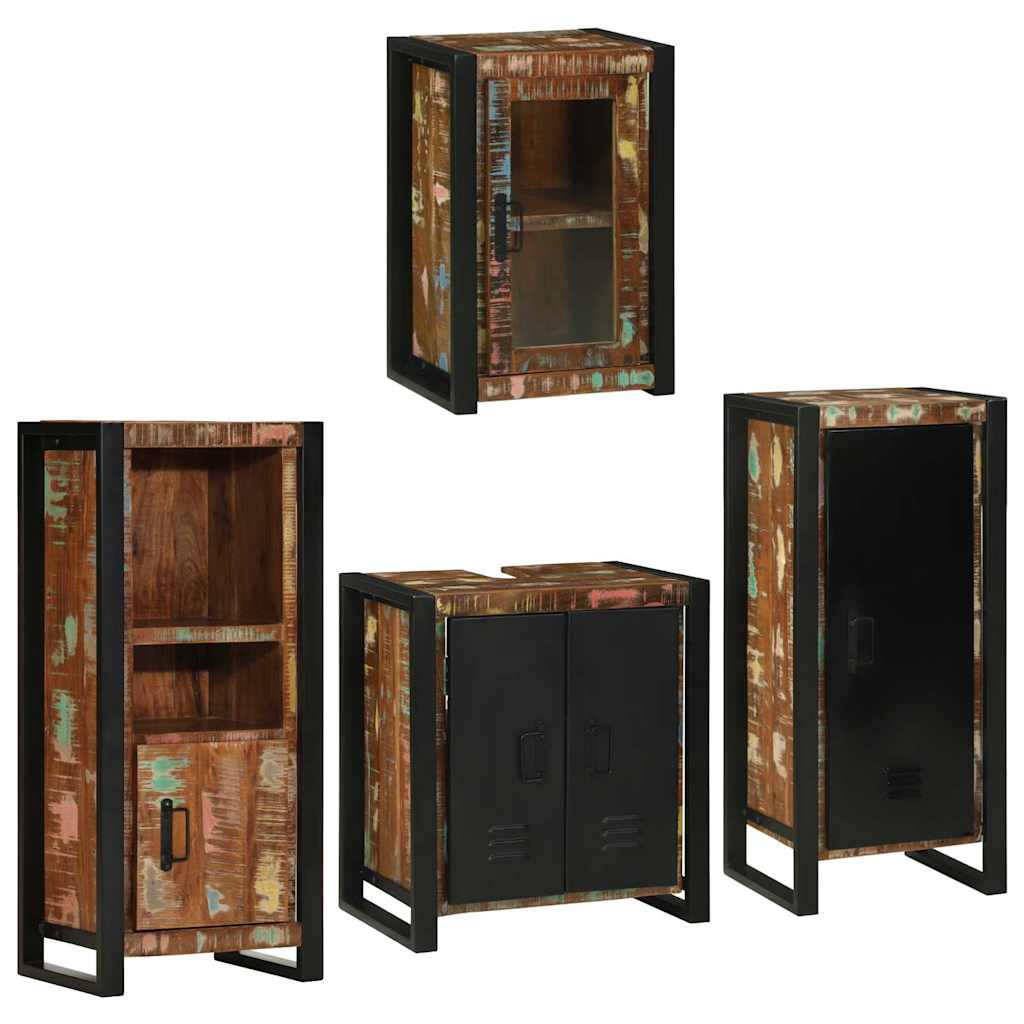 vidaXL Bathroom Furniture Set 4 pcs Multicolour Solid Reclaimed Wood 3