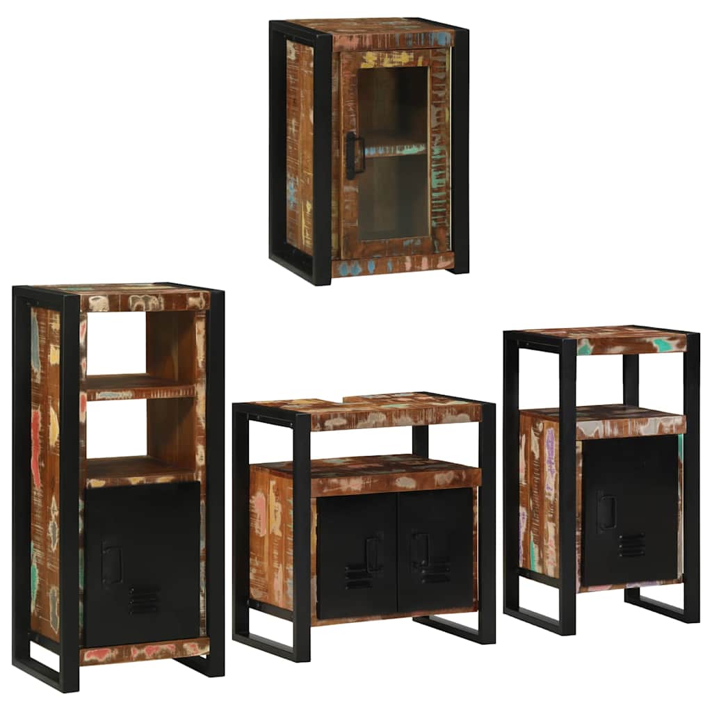 vidaXL Bathroom Furniture Set 4 pcs Multicolour Solid Reclaimed Wood 1