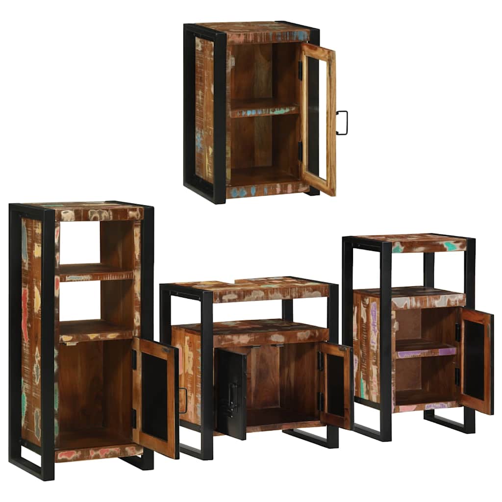 vidaXL Bathroom Furniture Set 4 pcs Multicolour Solid Reclaimed Wood 4