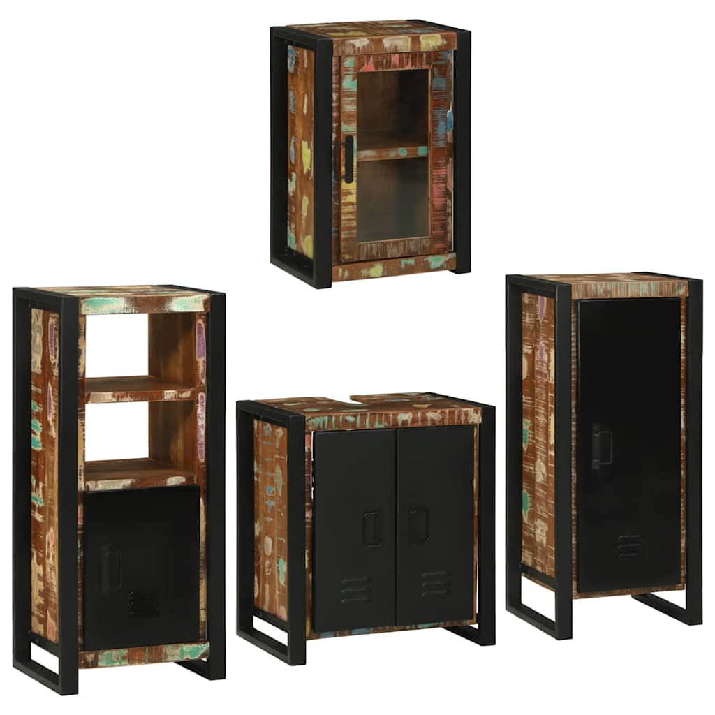 vidaXL Bathroom Furniture Set 4 pcs Multicolour Solid Reclaimed Wood 2