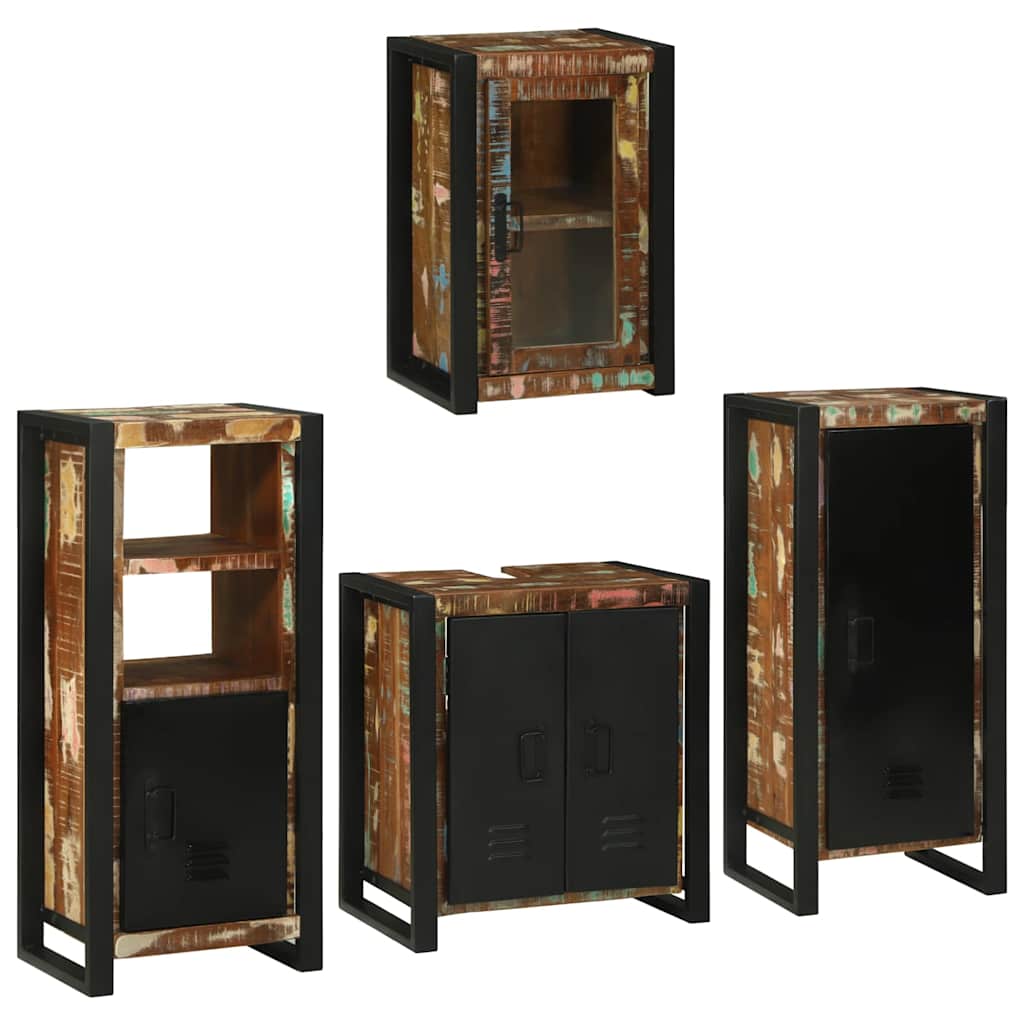 vidaXL Bathroom Furniture Set 4 pcs Multicolour Solid Reclaimed Wood 3