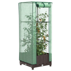vidaXL Raised Bed with Greenhouse Cover Rattan Look 40x40x123 cm 1