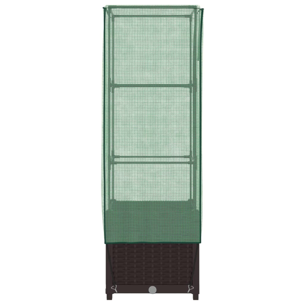 vidaXL Raised Bed with Greenhouse Cover Rattan Look 40x40x139 cm 5