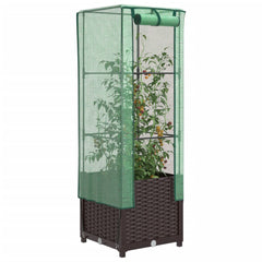 vidaXL Raised Bed with Greenhouse Cover Rattan Look 40x40x139 cm 1