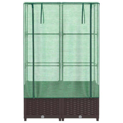 vidaXL Raised Bed with Greenhouse Cover Rattan Look 80x40x138 cm 4