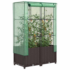 vidaXL Raised Bed with Greenhouse Cover Rattan Look 80x40x138 cm 1