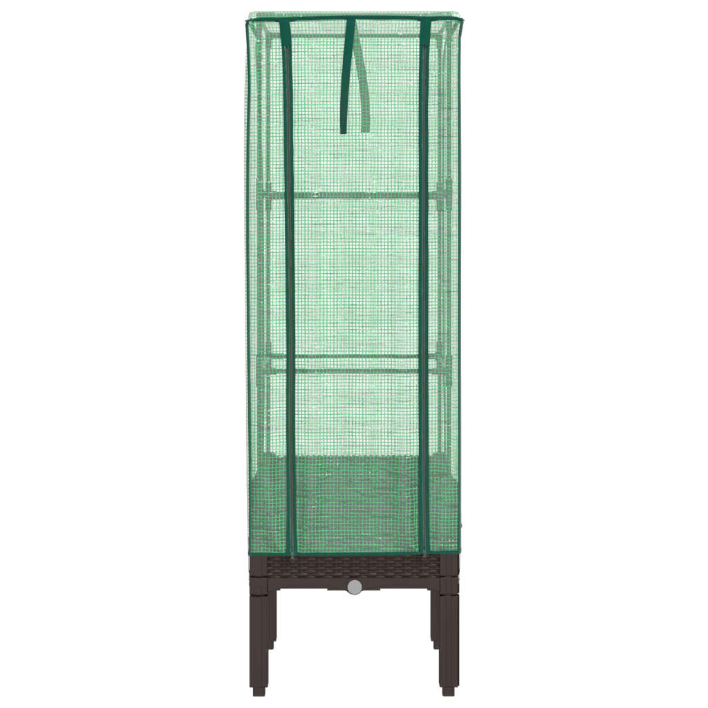 vidaXL Raised Bed with Greenhouse Cover Rattan Look 40x40x140 cm 4