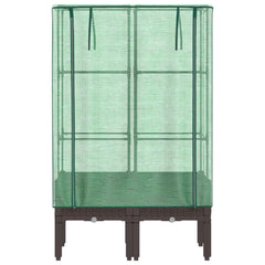 vidaXL Raised Bed with Greenhouse Cover Rattan Look 80x40x140 cm 4