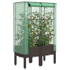 vidaXL Raised Bed with Greenhouse Cover Rattan Look 80x40x140 cm 1