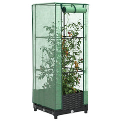 vidaXL Raised Bed with Greenhouse Cover Rattan Look 40x40x123 cm 1
