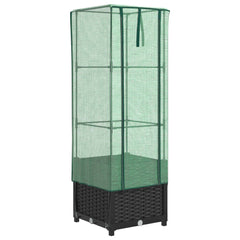 vidaXL Raised Bed with Greenhouse Cover Rattan Look 40x40x139 cm 2