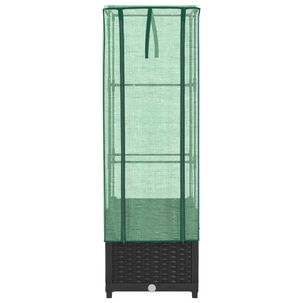 vidaXL Raised Bed with Greenhouse Cover Rattan Look 40x40x139 cm 4