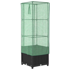 vidaXL Raised Bed with Greenhouse Cover Rattan Look 40x40x139 cm 6