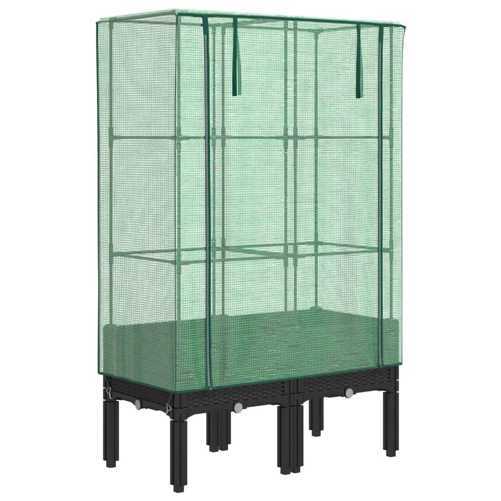 vidaXL Raised Bed with Greenhouse Cover Rattan Look 80x40x140 cm 2