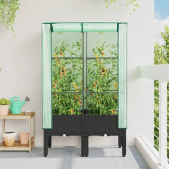vidaXL Raised Bed with Greenhouse Cover Rattan Look 80x40x140 cm 3