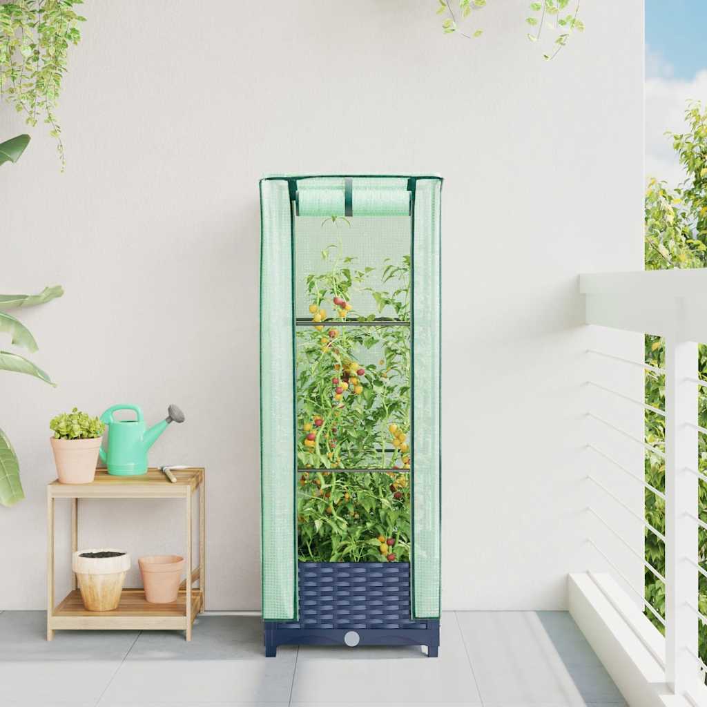 vidaXL Raised Bed with Greenhouse Cover Rattan Look 40x40x123 cm 3