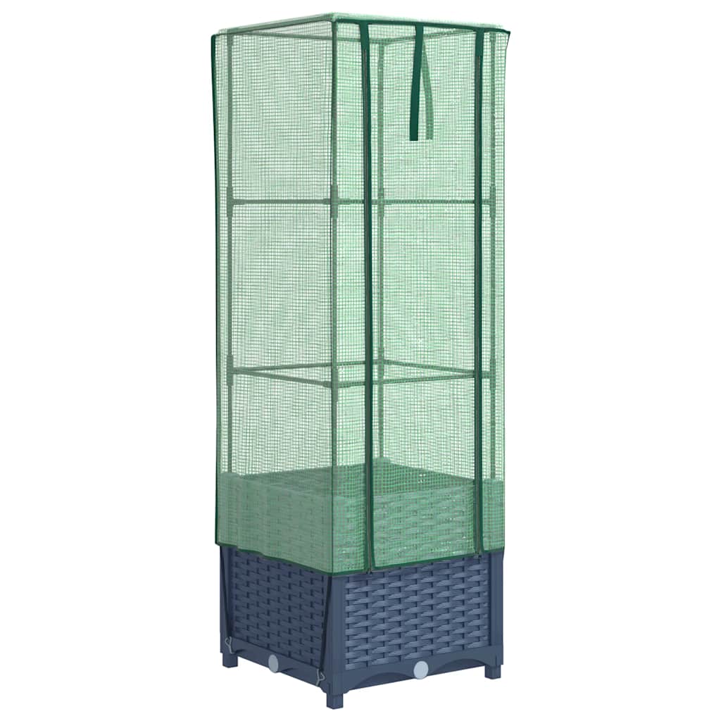 vidaXL Raised Bed with Greenhouse Cover Rattan Look 40x40x139 cm 2