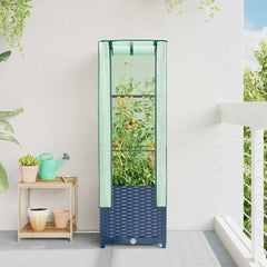 vidaXL Raised Bed with Greenhouse Cover Rattan Look 40x40x139 cm 3