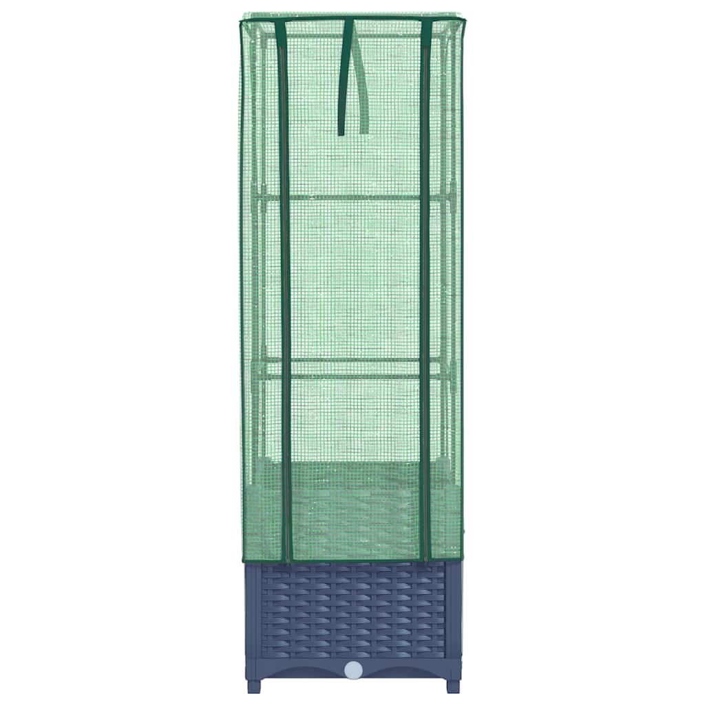 vidaXL Raised Bed with Greenhouse Cover Rattan Look 40x40x139 cm 4