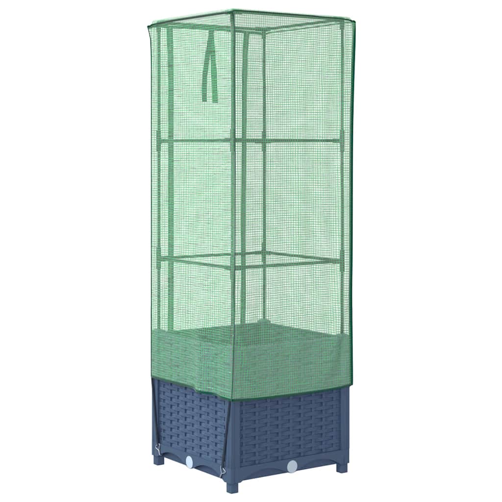 vidaXL Raised Bed with Greenhouse Cover Rattan Look 40x40x139 cm 6