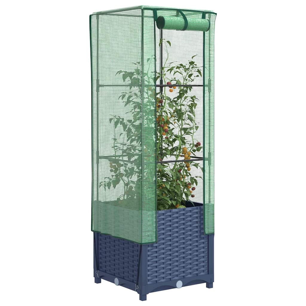 vidaXL Raised Bed with Greenhouse Cover Rattan Look 40x40x139 cm 1