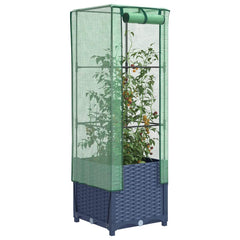 vidaXL Raised Bed with Greenhouse Cover Rattan Look 40x40x139 cm 1
