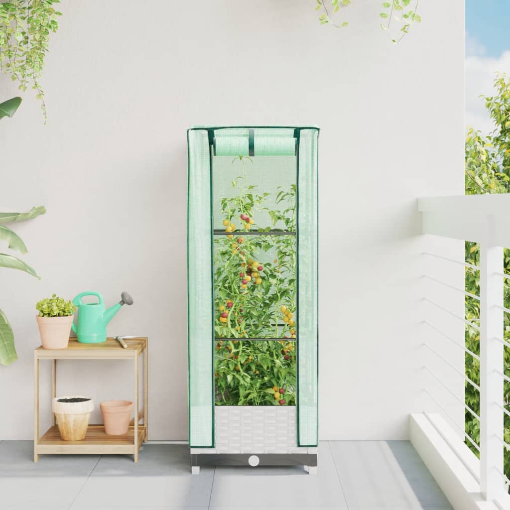 vidaXL Raised Bed with Greenhouse Cover Rattan Look 40x40x123 cm 3