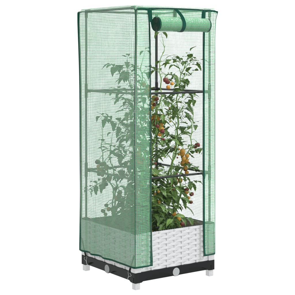 vidaXL Raised Bed with Greenhouse Cover Rattan Look 40x40x123 cm 1