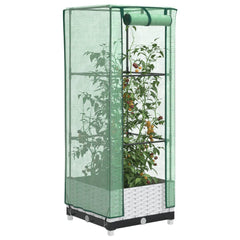 vidaXL Raised Bed with Greenhouse Cover Rattan Look 40x40x123 cm 1