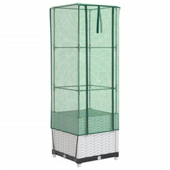 vidaXL Raised Bed with Greenhouse Cover Rattan Look 40x40x139 cm 2