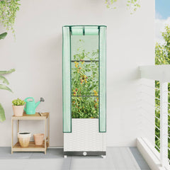 vidaXL Raised Bed with Greenhouse Cover Rattan Look 40x40x139 cm 3