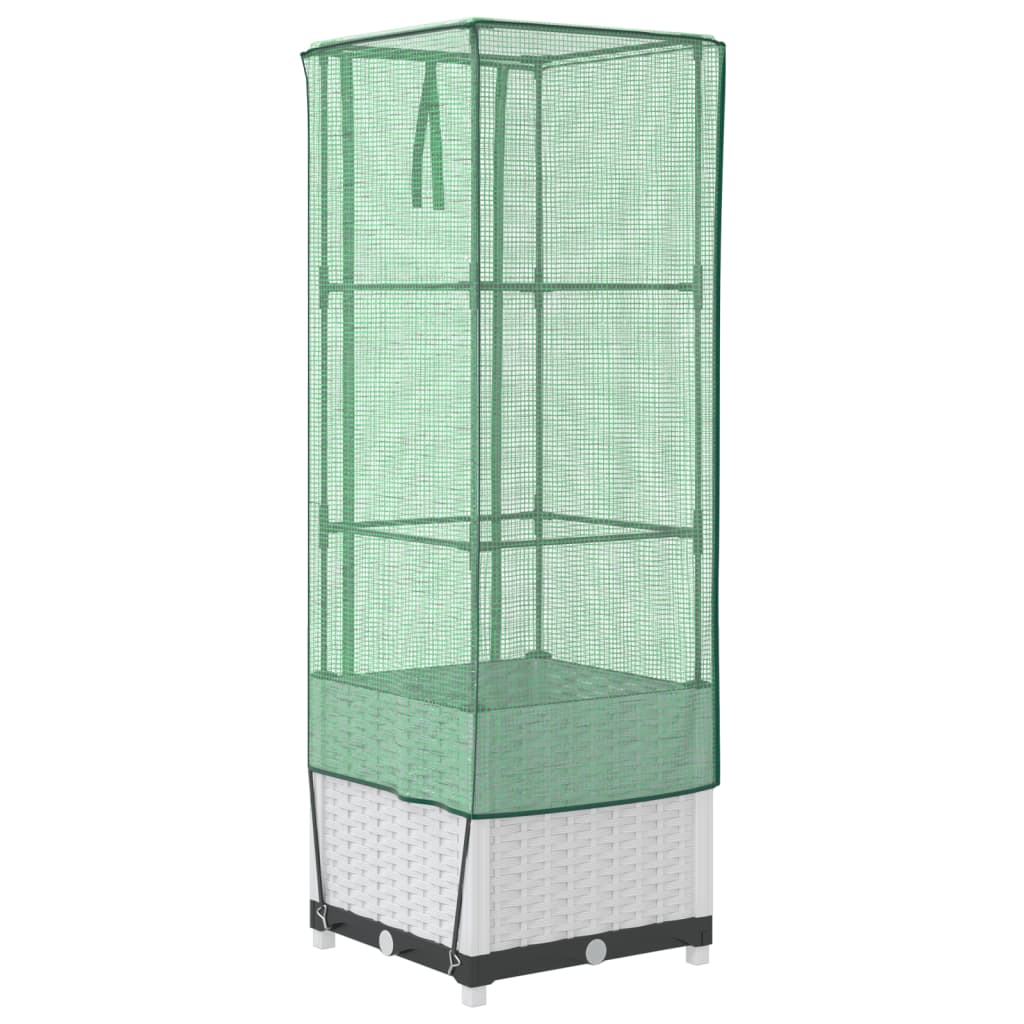 vidaXL Raised Bed with Greenhouse Cover Rattan Look 40x40x139 cm 6