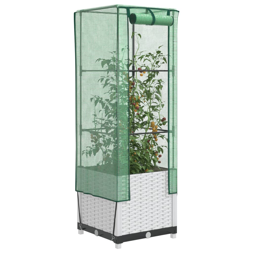 vidaXL Raised Bed with Greenhouse Cover Rattan Look 40x40x139 cm 1