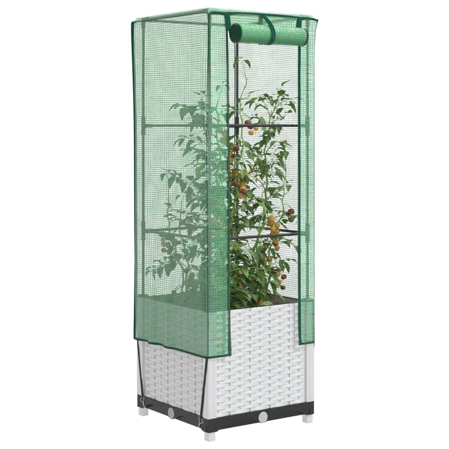 vidaXL Raised Bed with Greenhouse Cover Rattan Look 40x40x139 cm 1