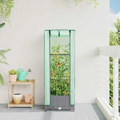 vidaXL Raised Bed with Greenhouse Cover Rattan Look 40x40x123 cm 3