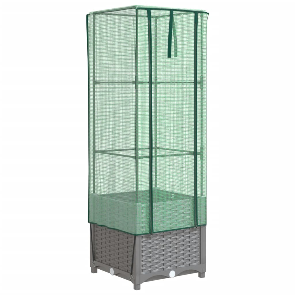 vidaXL Raised Bed with Greenhouse Cover Rattan Look 40x40x139 cm 2